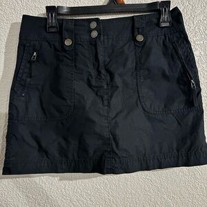 New York & Company Black Cotton Skirt with Button Waist